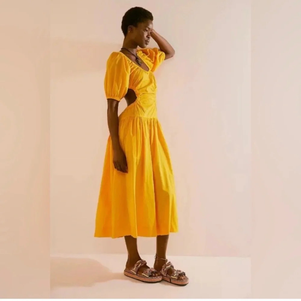 Free People Yellow Cutout Midi Dress